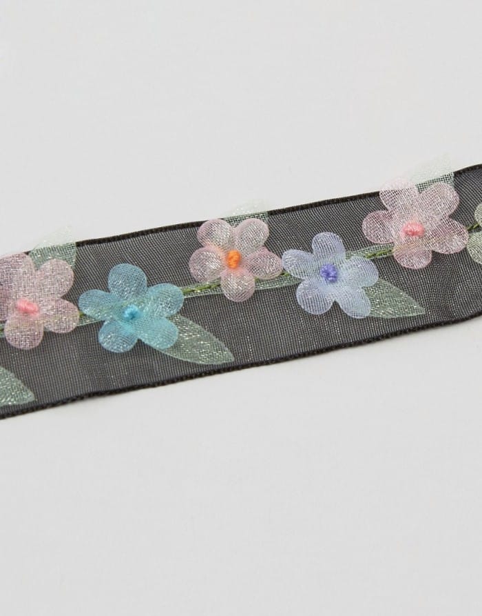 Fabric Flower Vine Chocker Necklace, $13.04