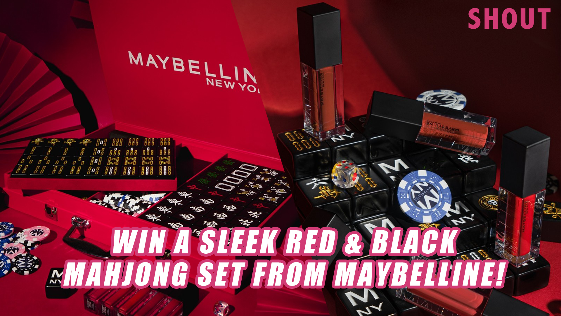 MAYBELLINE'S EXCLUSIVE FIERY RED, BLACK & GOLD MAHJONG SET - Shout